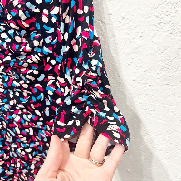 Hobbs Dress Women's 6 Anela Navy Multi Jersey Stretch Midi Classic Career - Picture 5 of 8